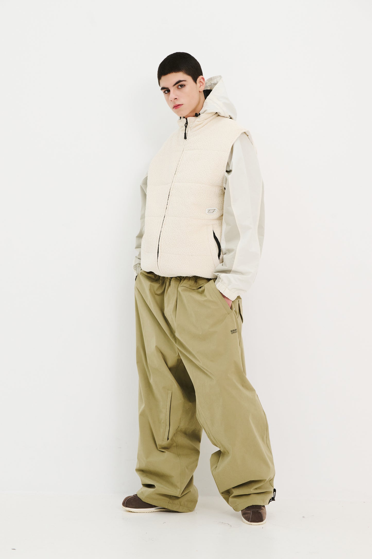 BSRABBIT SOFT PEACH SUPER WIDE VENTILATION PANTS KHAKI BSR2425FWPT066