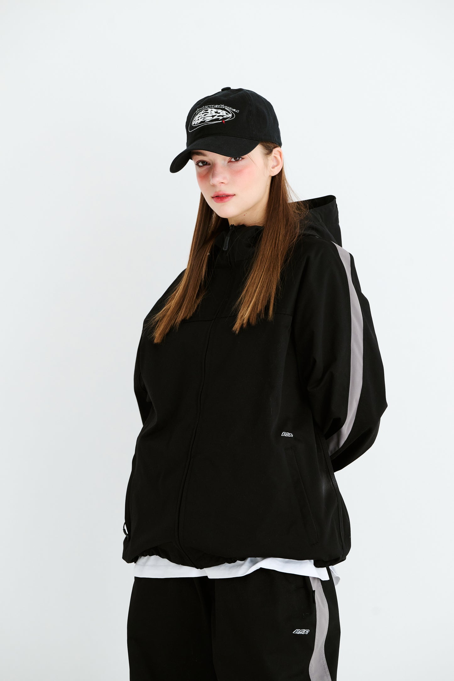 BSRABBIT SP LINE HOODED JACKET BLACK BSR2425FWJK110