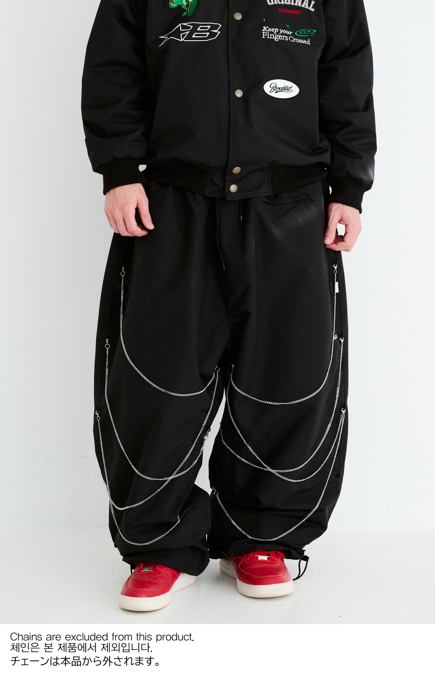 BSRABBIT SPECIAL LOOP SUPER WIDE VENTILATION PANTS BLACK BSR2425FWPT049