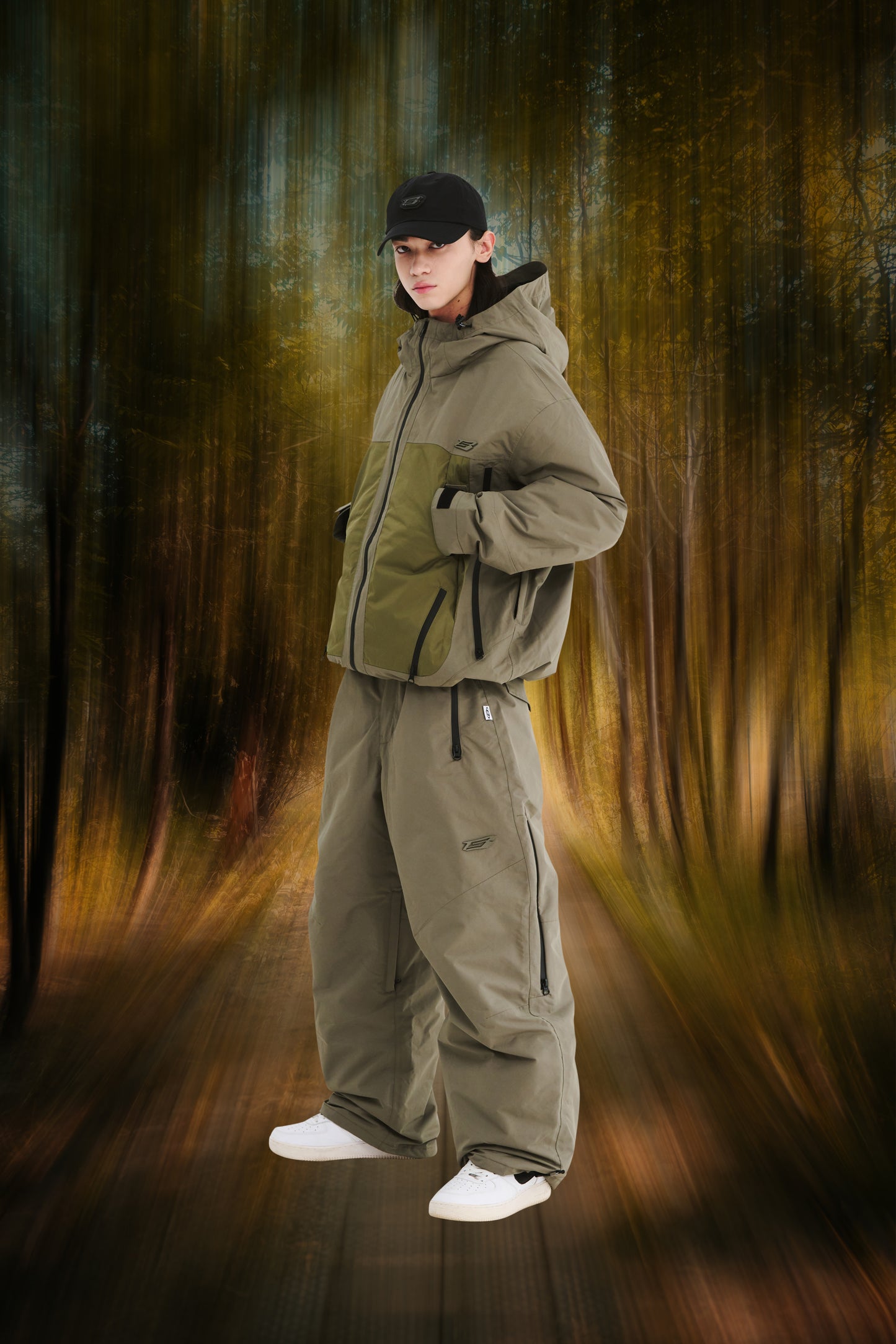 BSRABBIT SPECIAL SEAM SEALING WIDE VENTILATION PANTS KHAKI BSR2425FWPT001