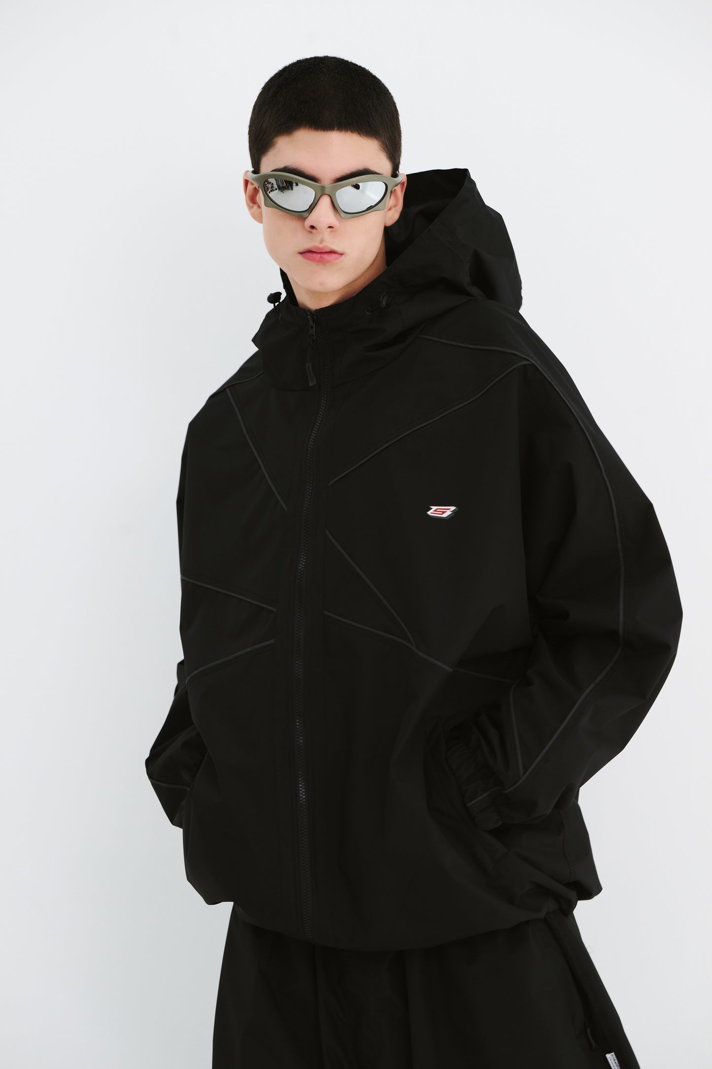 BSRABBIT SPIDERWEB HOODED JACKET BLACK BSR2425FWJK076