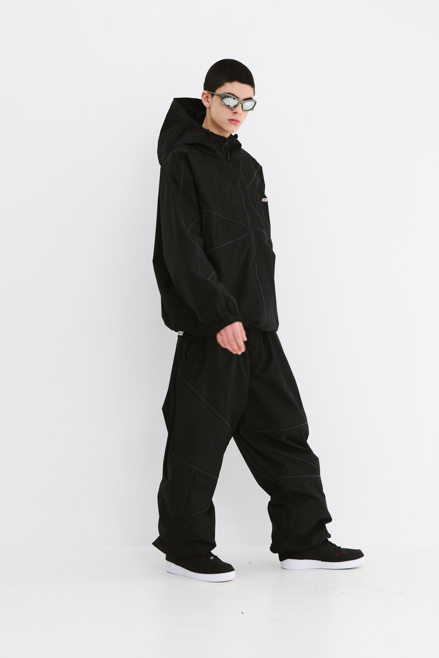 BSRABBIT SPIDERWEB SUPER WIDE JOGGER PANTS BLACK BSR2425FWPT061