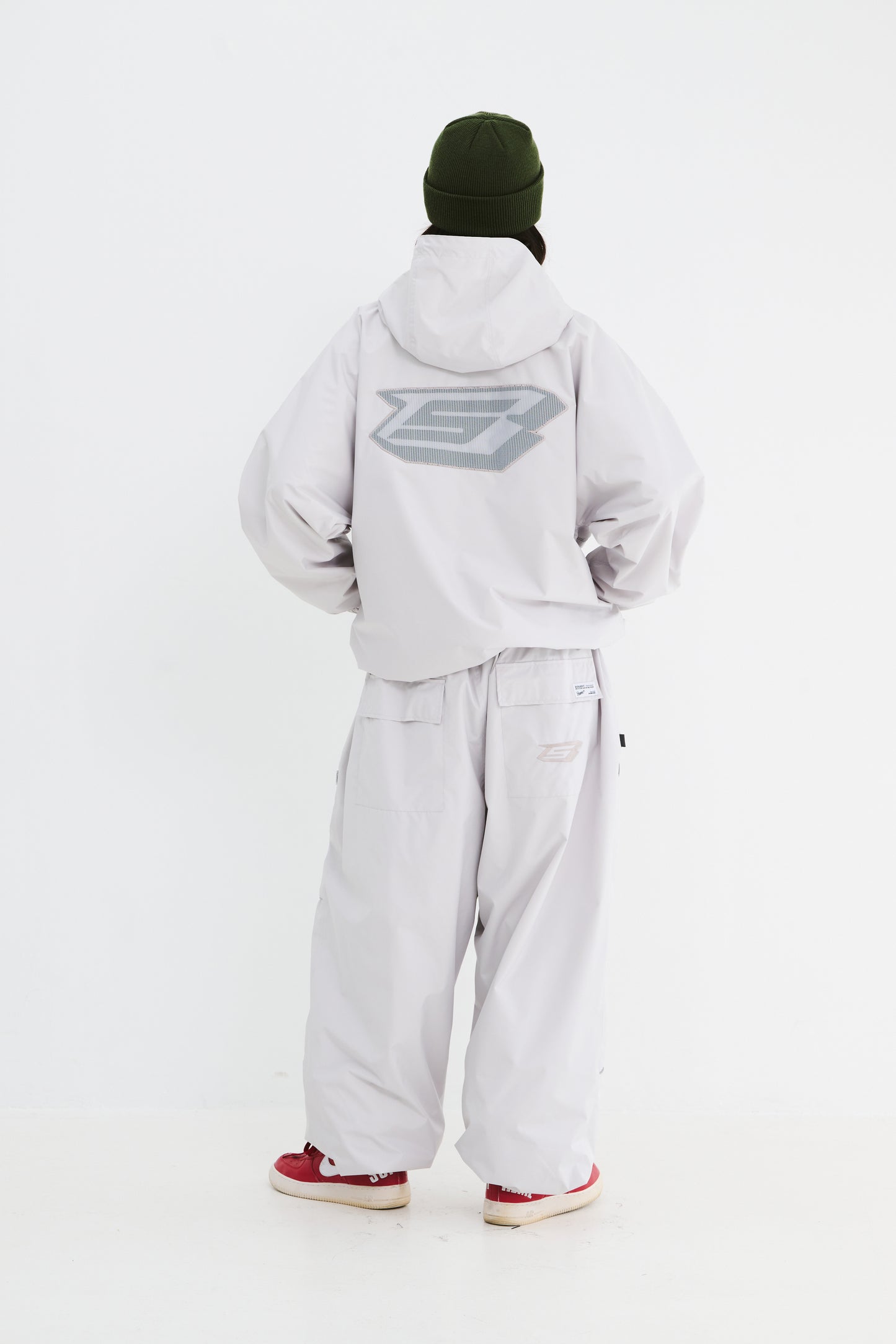 BSRABBIT SPIDERWEB SUPER WIDE JOGGER PANTS SILVER GRAY BSR2425FWPT062