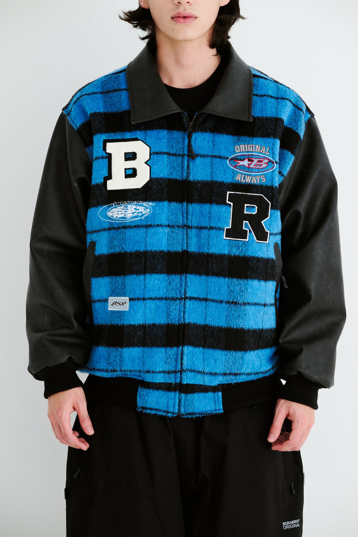 BSRABBIT STAR B VARSITY JACKET STRIPE BLUE BSR2425FWJK043