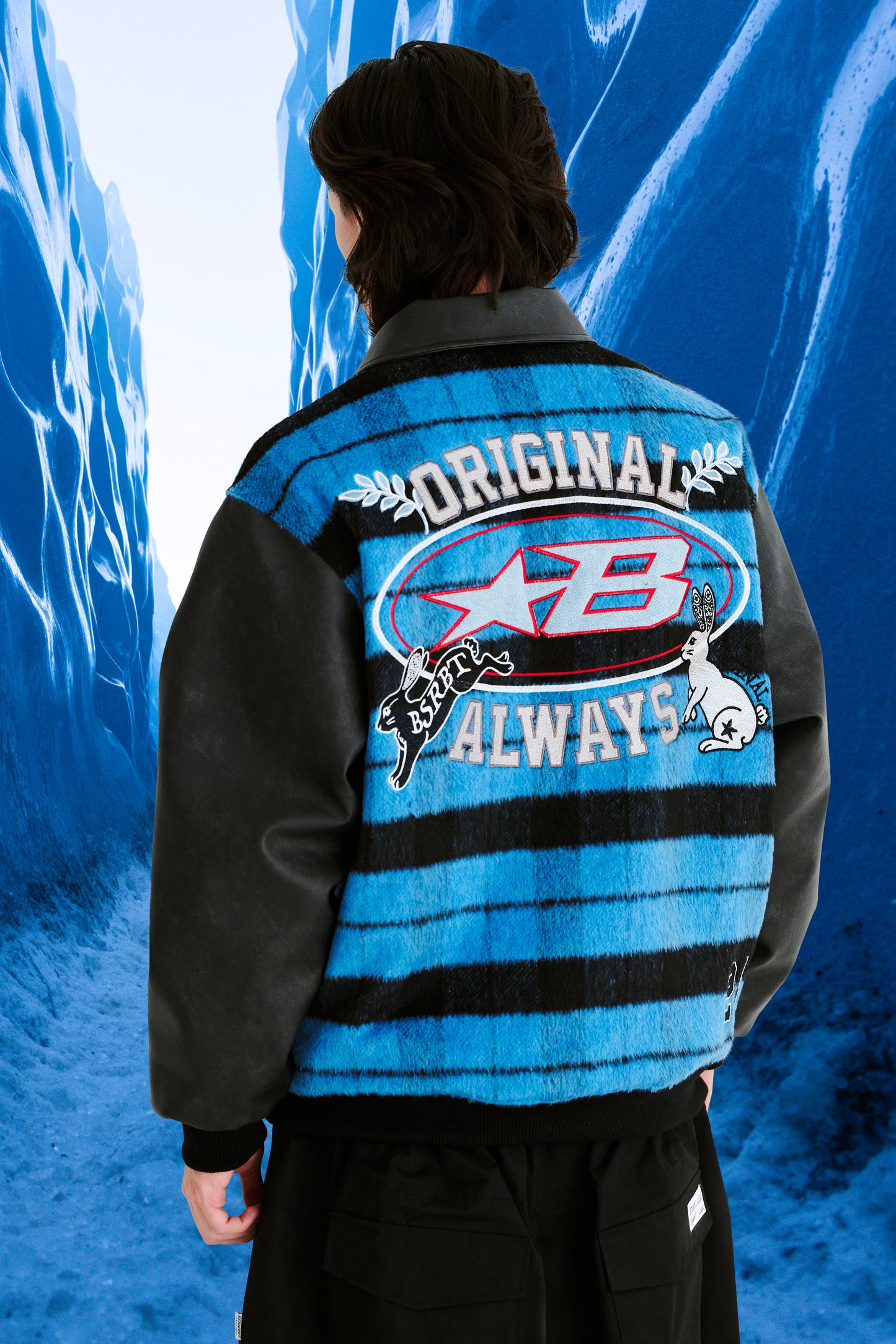 BSRABBIT STAR B VARSITY JACKET STRIPE BLUE BSR2425FWJK043