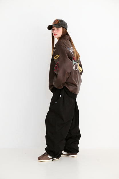 BSRABBIT STAR B VARSITY JACKET VINTAGE LEATHER BROWN BSR2425FWJK041