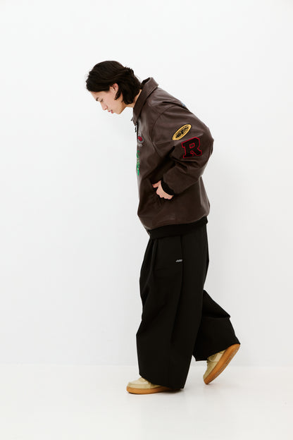 BSRABBIT STAR B VARSITY JACKET VINTAGE LEATHER BROWN BSR2425FWJK041