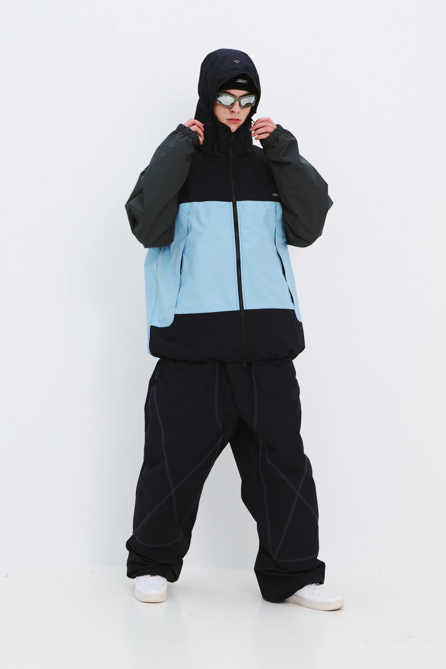 BSRABBIT STITCH BOX WIDE TRACK PANTS DARK NAVY BSR2425FWPT089