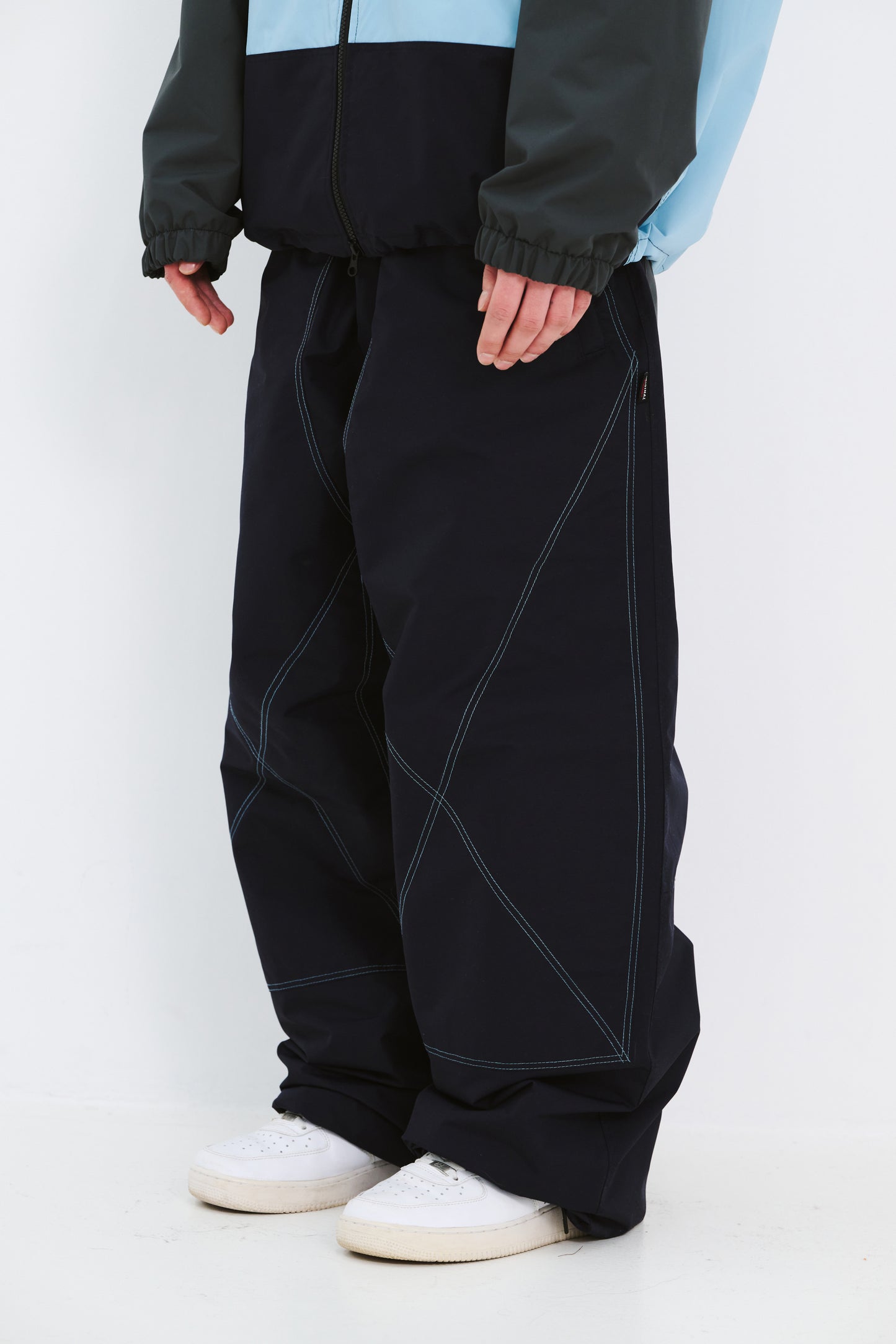 BSRABBIT STITCH BOX WIDE TRACK PANTS DARK NAVY BSR2425FWPT089