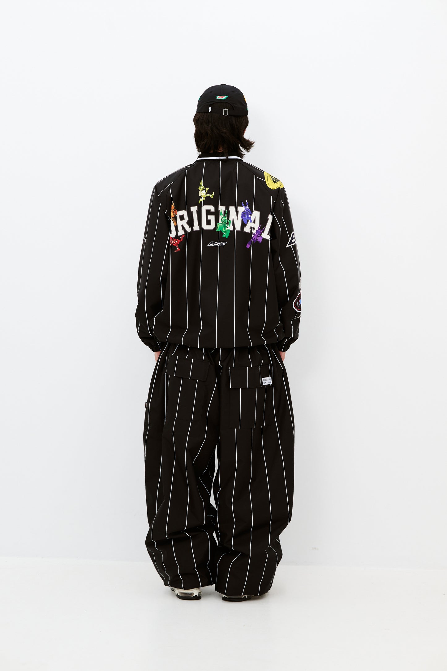 BSRABBIT STRIPE SPORTY PULLOVER JACKET BLACK BSR2425FWJK137