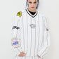 BSRABBIT STRIPE SPORTY PULLOVER JACKET WHITE BSR2425FWJK138