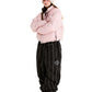 BSRABBIT STRIPE SPORTY SUPER WIDE JOGGER PANTS BLACK BSR2425FWPT055