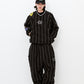 BSRABBIT STRIPE SPORTY SUPER WIDE JOGGER PANTS BLACK BSR2425FWPT055