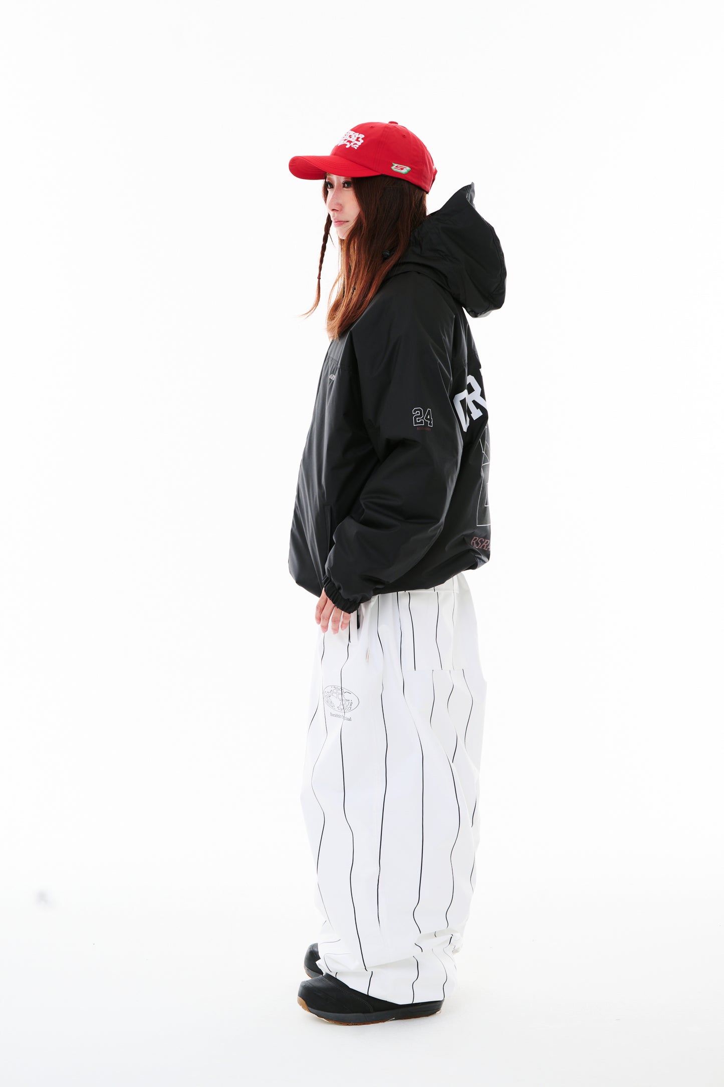 BSRABBIT STRIPE SPORTY SUPER WIDE JOGGER PANTS WHITE BSR2425FWPT056