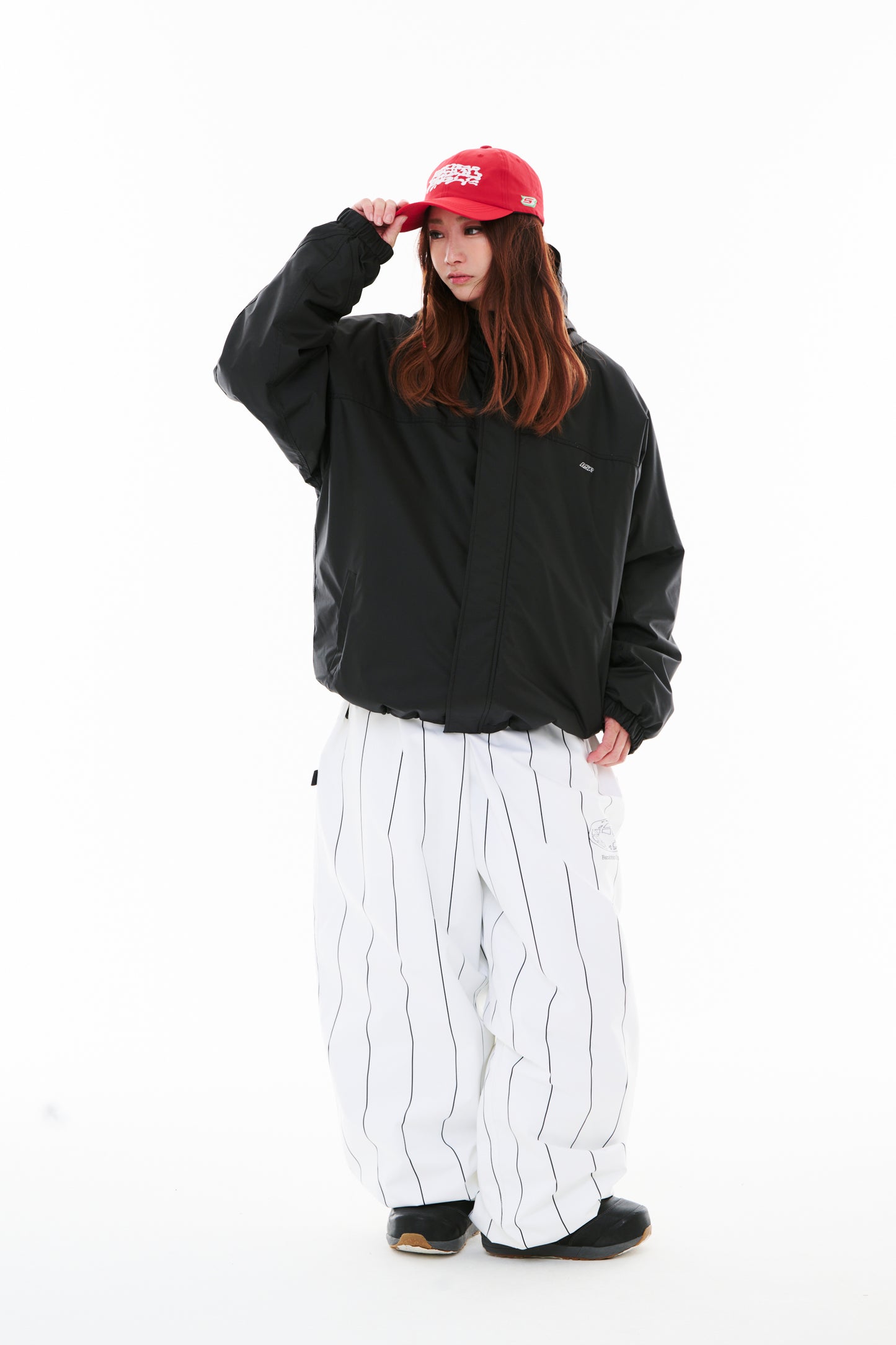 BSRABBIT STRIPE SPORTY SUPER WIDE JOGGER PANTS WHITE BSR2425FWPT056