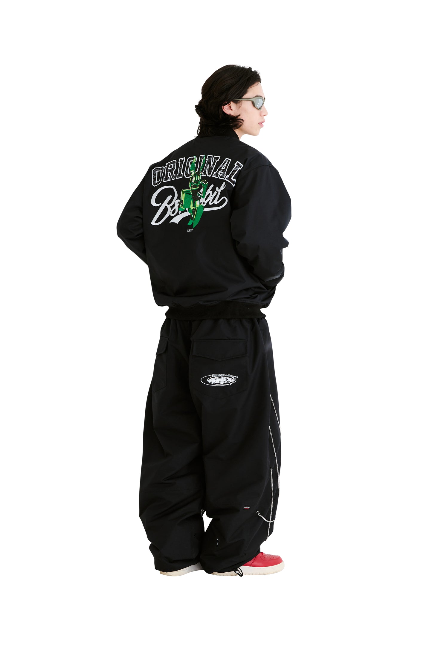 BSRABBIT TRIPPY RB VARSITY JACKET BLACK BSR2425FWJK039