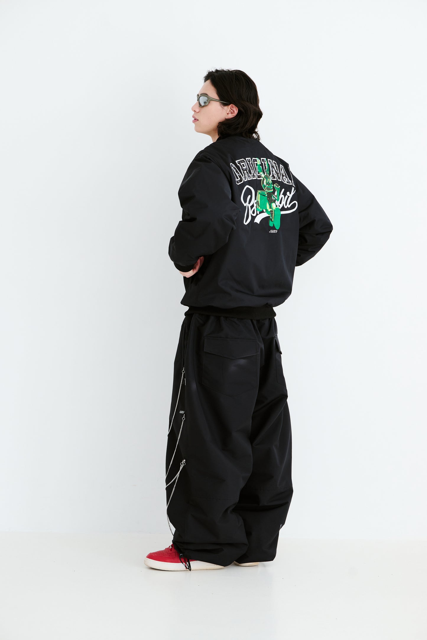 BSRABBIT TRIPPY RB VARSITY JACKET BLACK BSR2425FWJK039