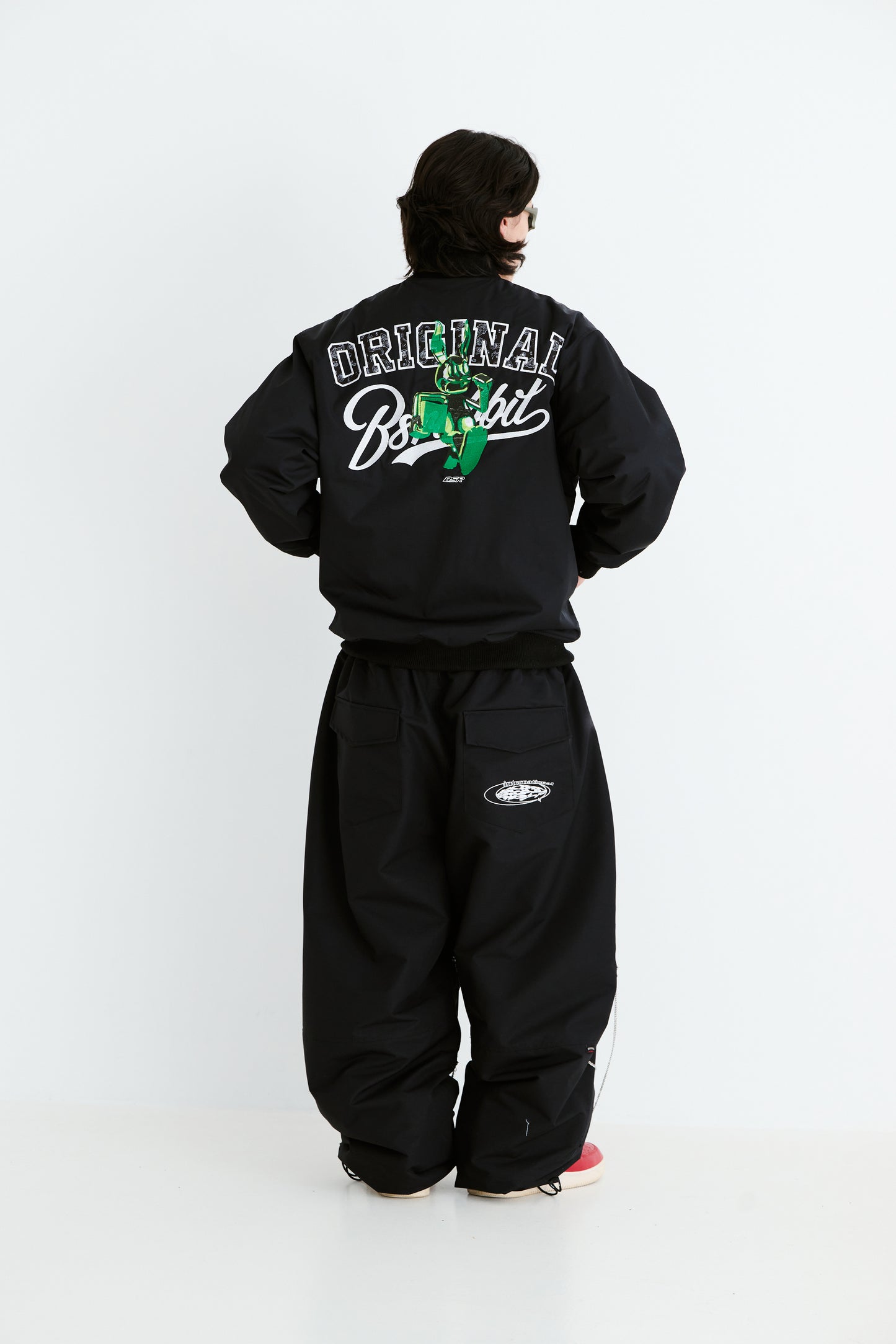 BSRABBIT TRIPPY RB VARSITY JACKET BLACK BSR2425FWJK039