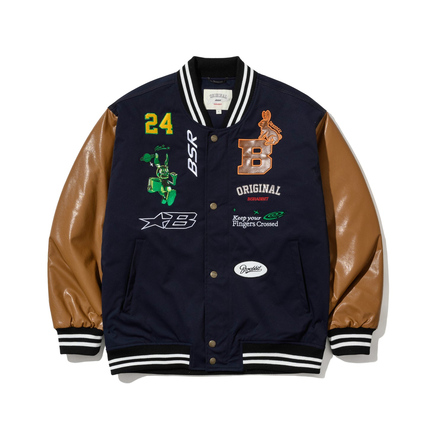 BSRABBIT TRIPPY RB VARSITY JACKET NAVY BSR2425FWJK040