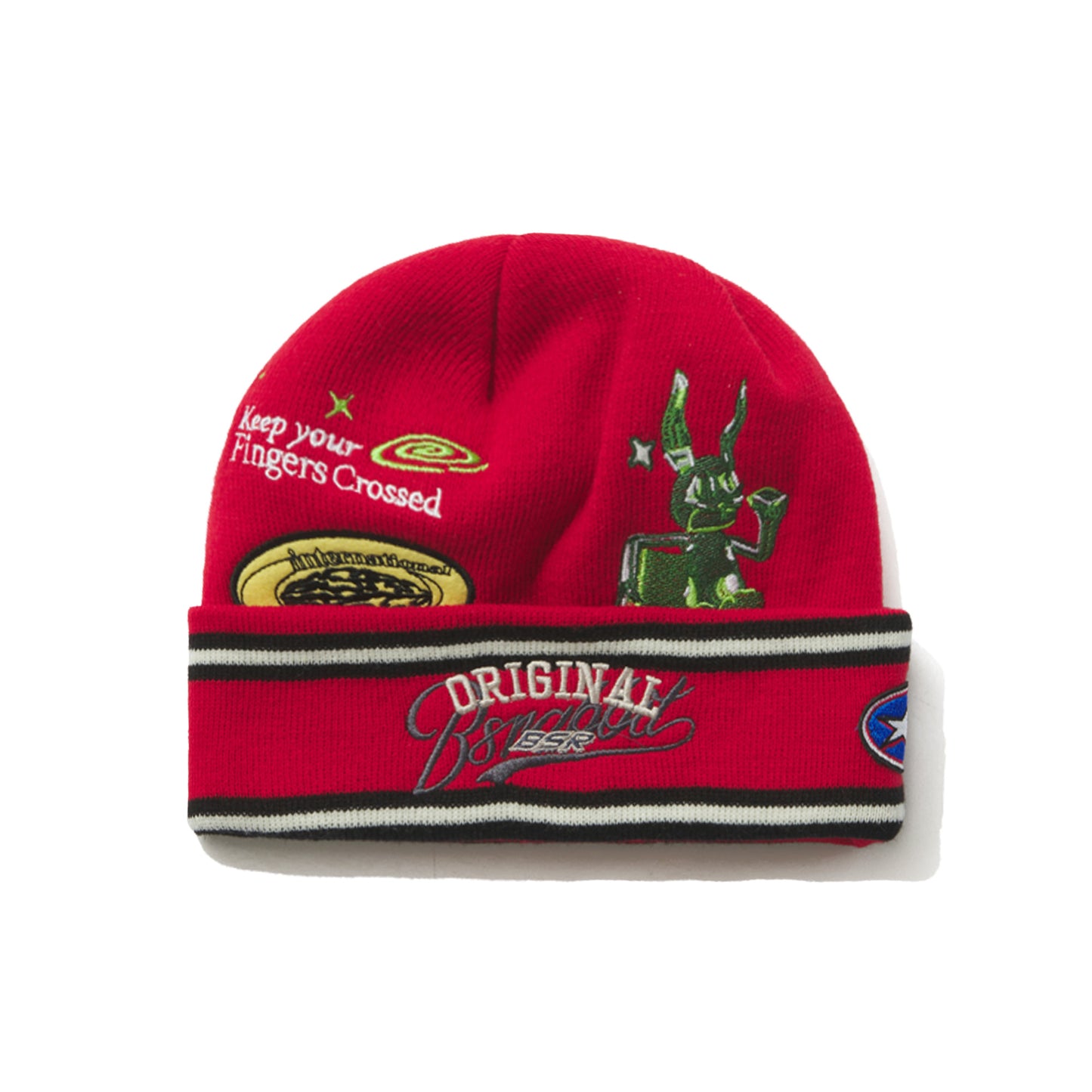 BSRABBIT VARIETY PATCH BEANIE RED BSR2425FWBN012