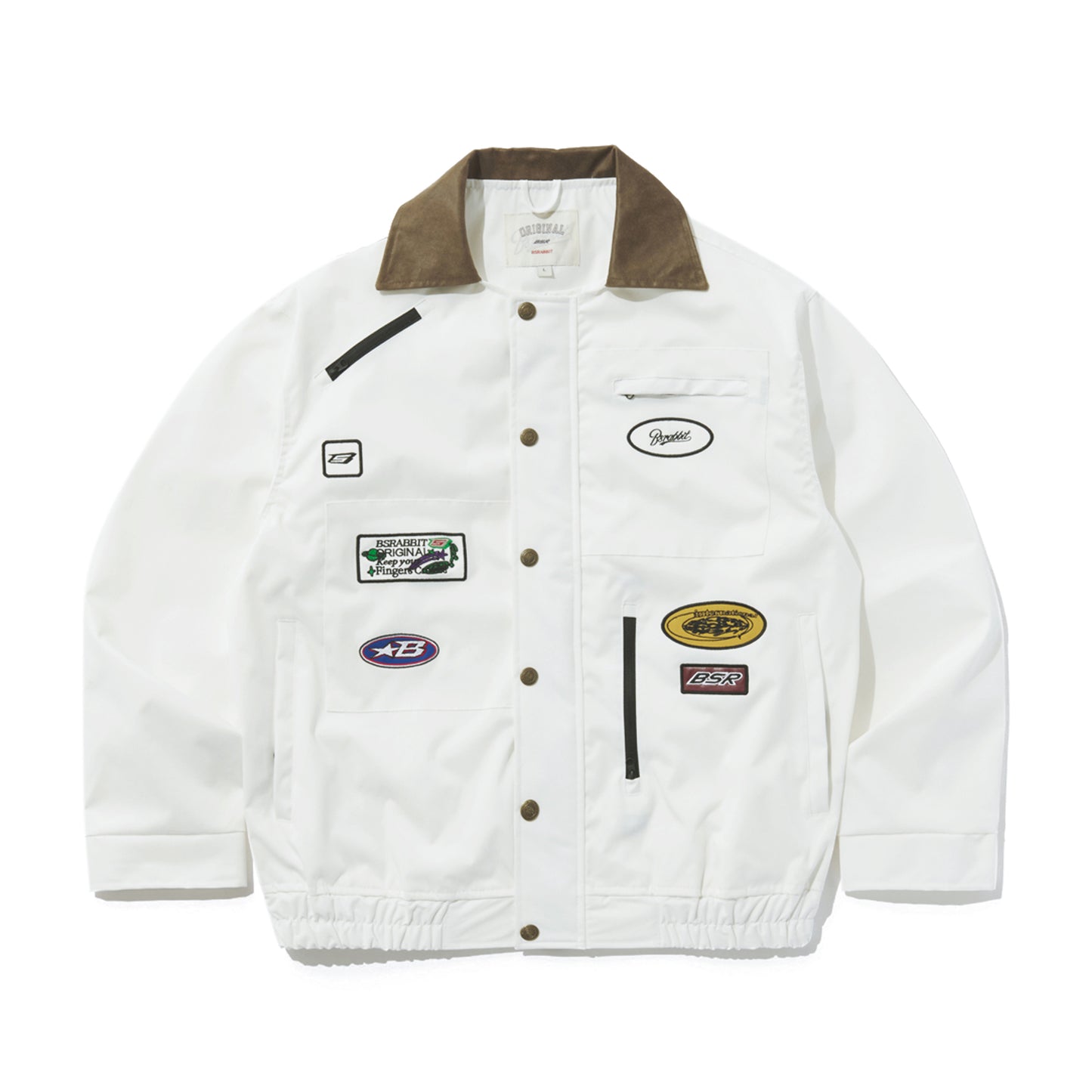 BSRABBIT VARIETY PATCH SNAP JACKET WHITE BSR2425FWJK091