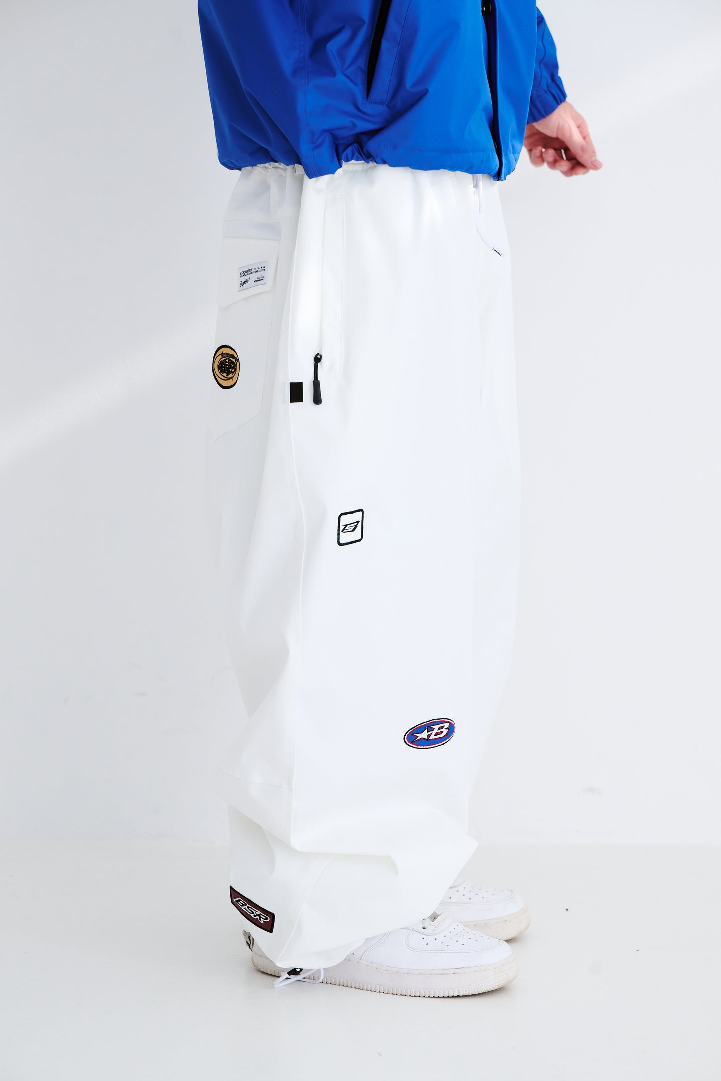 BSRABBIT VARIETY PATCH SUPER WIDE VENTILATION PANTS WHITE BSR2425FWPT057