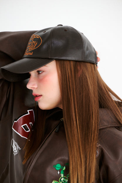BSRABBIT WORLDWIDE CAP VINTAGE LEATHER BROWN BSR2425FWCP042